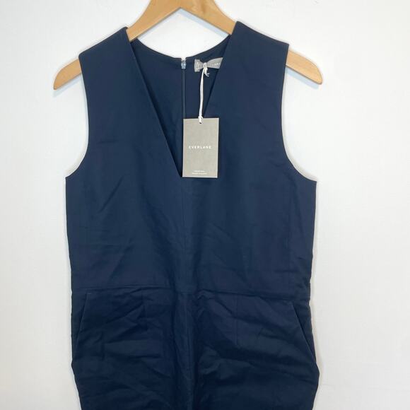 Everlane The Structured Cotton Jumpsuit In Navy Blue Size 6 New - Picture 4 of 13